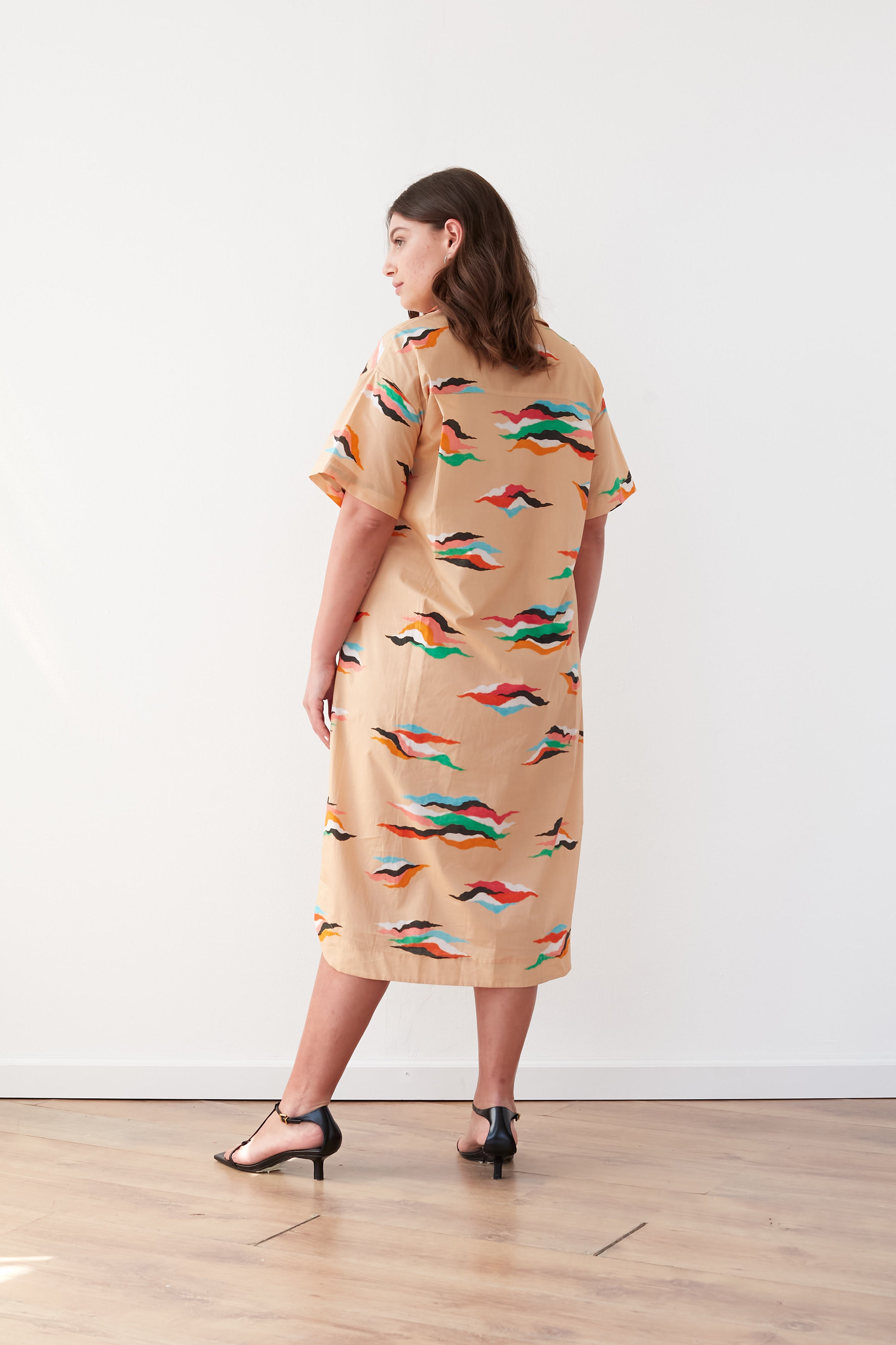 FEATHERS DRESS CAMEL
